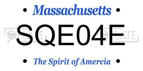 SQE04E Massachusetts License Plate