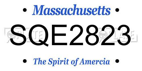 SQE2823 Massachusetts License Plate