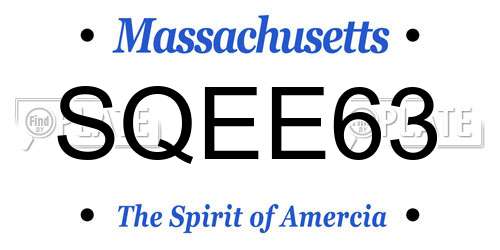 SQEE63 Massachusetts License Plate