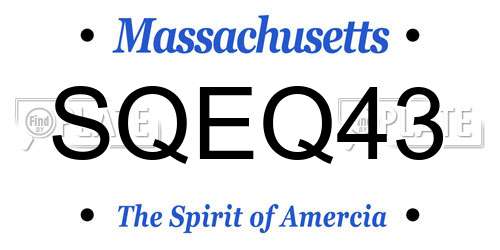 SQEQ43 Massachusetts License Plate