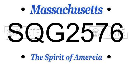 SQG2576 Massachusetts License Plate