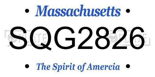 SQG2826 Massachusetts License Plate