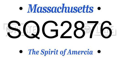 SQG2876 Massachusetts License Plate