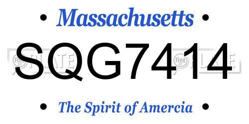 SQG7414 Massachusetts License Plate