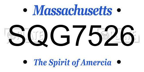 SQG7526 Massachusetts License Plate