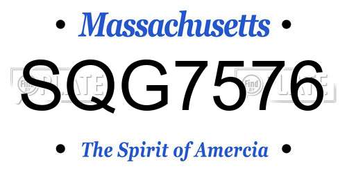 SQG7576 Massachusetts License Plate