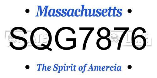 SQG7876 Massachusetts License Plate