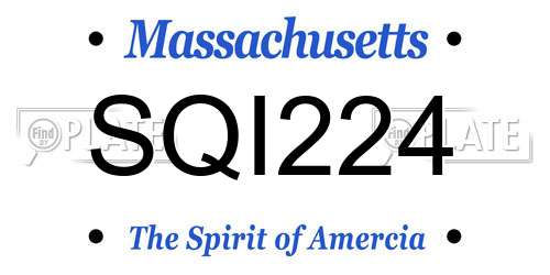 SQI224 Massachusetts License Plate