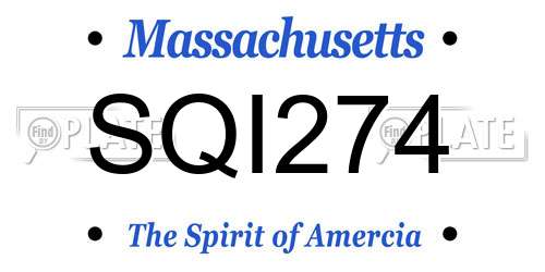 SQI274 Massachusetts License Plate