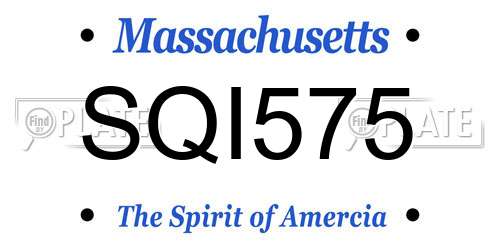 SQI575 Massachusetts License Plate