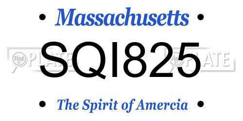 SQI825 Massachusetts License Plate