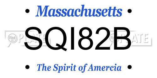 SQI82B Massachusetts License Plate