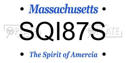 SQI87S Massachusetts License Plate