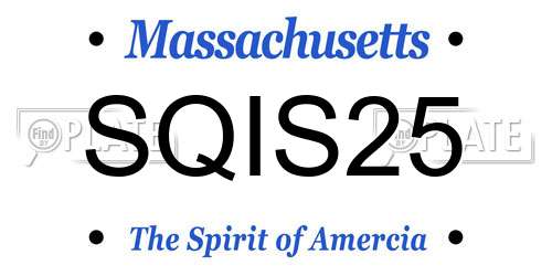 SQIS25 Massachusetts License Plate