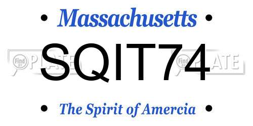 SQIT74 Massachusetts License Plate