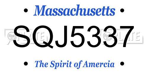 SQJ5337 Massachusetts License Plate