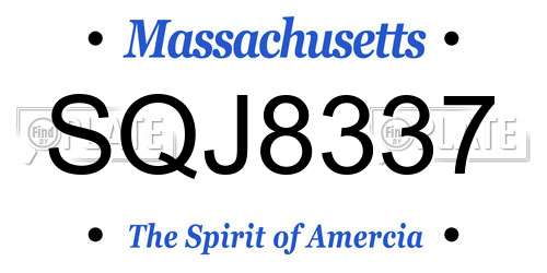 SQJ8337 Massachusetts License Plate