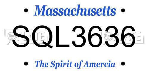 SQL3636 Massachusetts License Plate