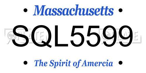 SQL5599 Massachusetts License Plate