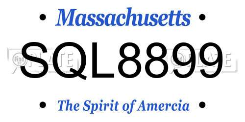 SQL8899 Massachusetts License Plate
