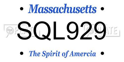 SQL929 Massachusetts License Plate