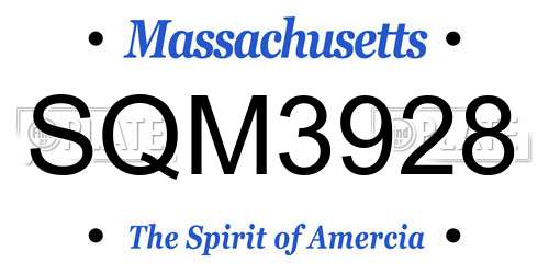 SQM3928 Massachusetts License Plate