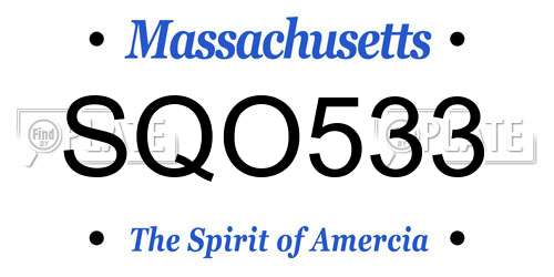 SQO533 Massachusetts License Plate
