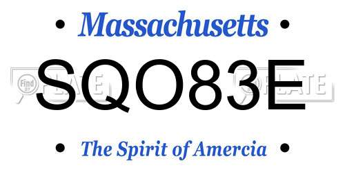 SQO83E Massachusetts License Plate