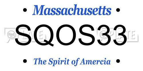 SQOS33 Massachusetts License Plate