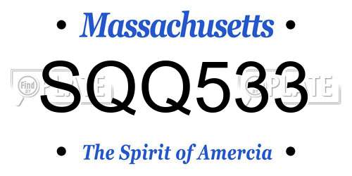 SQQ533 Massachusetts License Plate