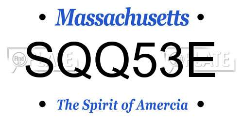 SQQ53E Massachusetts License Plate