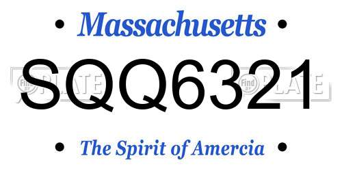 SQQ6321 Massachusetts License Plate