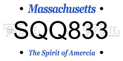 SQQ833 Massachusetts License Plate