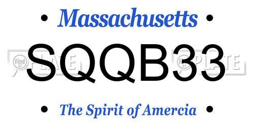 SQQB33 Massachusetts License Plate
