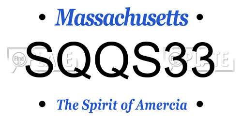 SQQS33 Massachusetts License Plate
