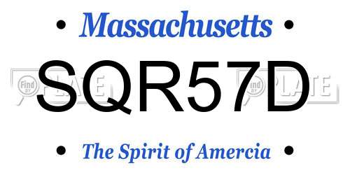 SQR57D Massachusetts License Plate