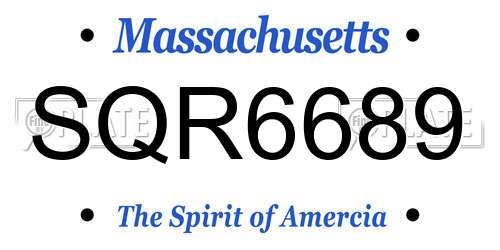 SQR6689 Massachusetts License Plate