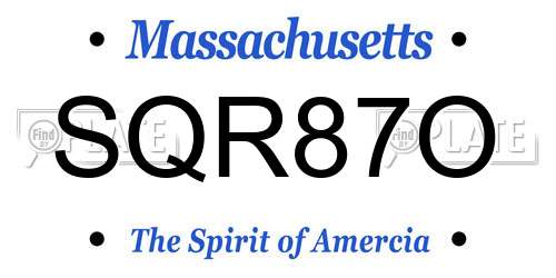 SQR87O Massachusetts License Plate