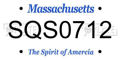 SQS0712 Massachusetts License Plate