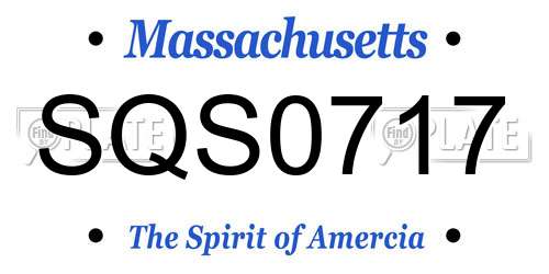 SQS0717 Massachusetts License Plate