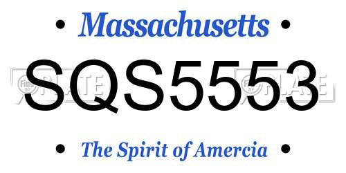 SQS5553 Massachusetts License Plate