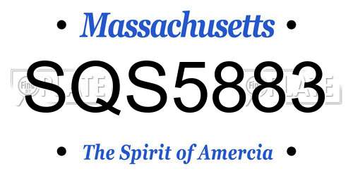 SQS5883 Massachusetts License Plate
