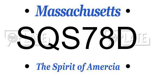 SQS78D Massachusetts License Plate