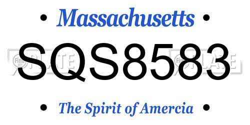 SQS8583 Massachusetts License Plate