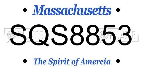 SQS8853 Massachusetts License Plate