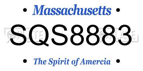 SQS8883 Massachusetts License Plate