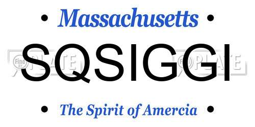 SQSIGGI Massachusetts License Plate