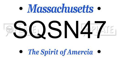 SQSN47 Massachusetts License Plate