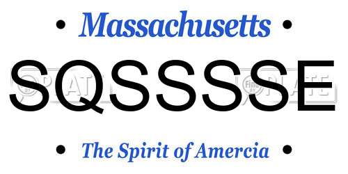 SQSSSSE Massachusetts License Plate