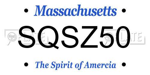 SQSZ50 Massachusetts License Plate
